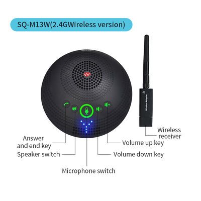 Micrófono de conferencia profesional SQ-M13W 2.4G Micrófono omnidireccional inalámbrico, recogida a 360 grados, audio de alta definición y reducción de ruido