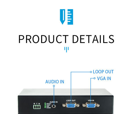 FTTN SQ-VGA02 VGA Fibra óptica terminal de vídeo digital de transmisión a larga distancia antiinterferencia